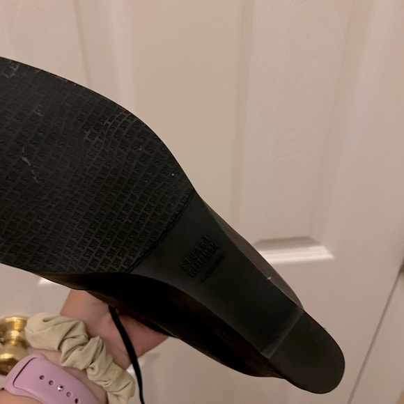 Stuart Weitzman Suede Lace-Up Wedge Bootie Black - Picture 3 of 6